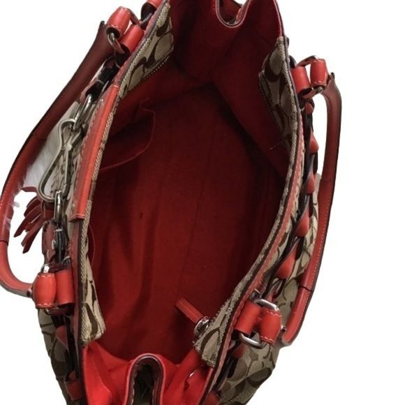 Coach Hamptons Signature C Orange Leather Purse - Picture 12 of 15